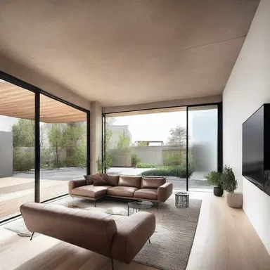 The open-concept design of the modern building eliminated the din of walls and created a spacious and peaceful environment.