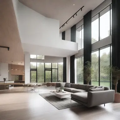 The open-concept design of the modern building eliminated the din of walls and created a spacious and peaceful environment.