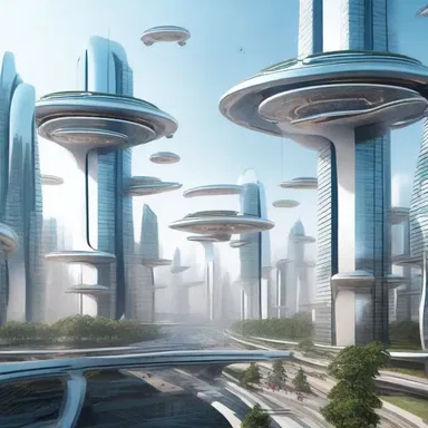The futuristic cityscape was accompanied by the constant din of hovering vehicles and advanced technology.
