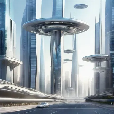 The futuristic cityscape was accompanied by the constant din of hovering vehicles and advanced technology.