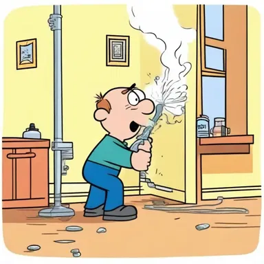 In the cartoon, the character's attempt to fix a leaky pipe resulted in a cacophonous din that echoed throughout the house.