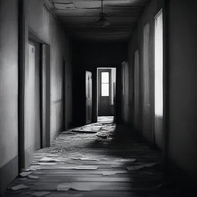 In the haunted house, the din of footsteps echoed through the empty halls, causing a chill to run down my spine.