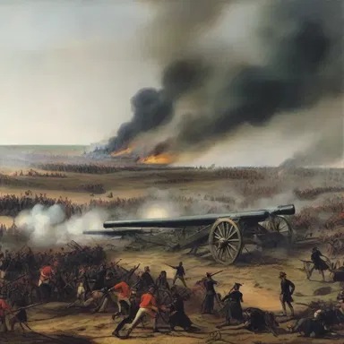 During the Battle of Waterloo, the din of cannons firing created a terrifying symphony of destruction and chaos.
