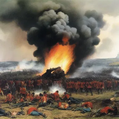 During the Battle of Waterloo, the din of cannons firing created a terrifying symphony of destruction and chaos.