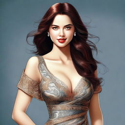 A digital art illustration of an attractive young woman