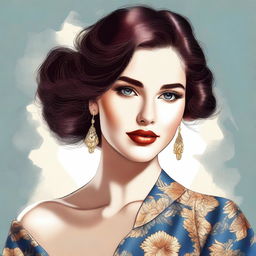 A digital art illustration of an attractive young woman