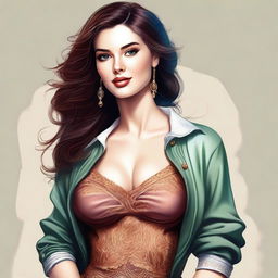 A digital art illustration of an attractive young woman