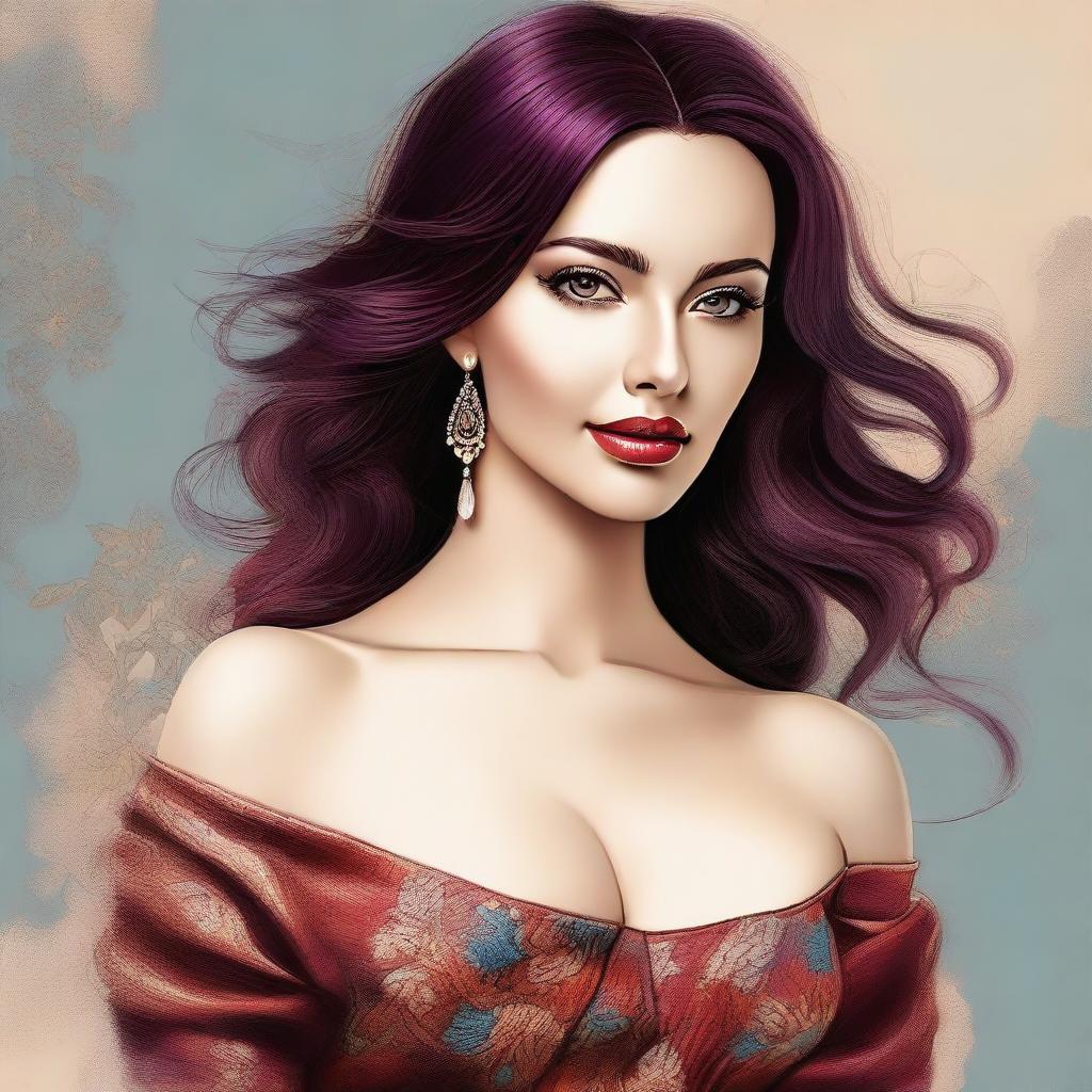 A digital art illustration of an attractive young woman