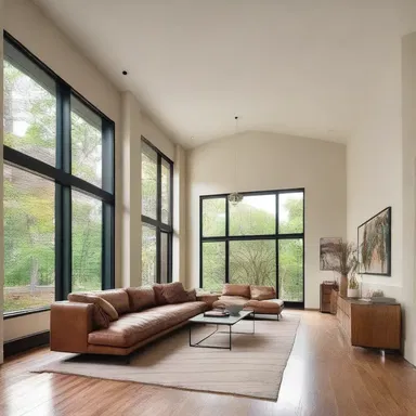 The architect created an open floor plan with large windows to allow a whiff of natural light to fill the space.