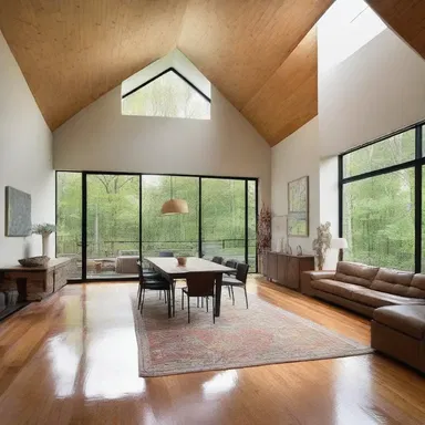 The architect created an open floor plan with large windows to allow a whiff of natural light to fill the space.
