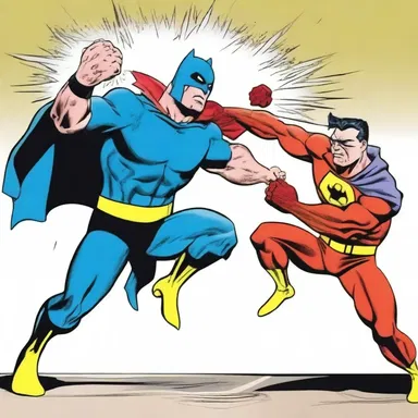 In the comic strip, the superhero delivered a powerful punch, causing the villain to whiff and miss his attack.