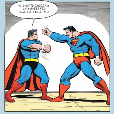 In the comic strip, the superhero delivered a powerful punch, causing the villain to whiff and miss his attack.