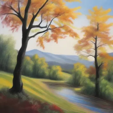 The artist painted a beautiful landscape, capturing the whiff of wind moving through the trees.
