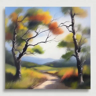 The artist painted a beautiful landscape, capturing the whiff of wind moving through the trees.