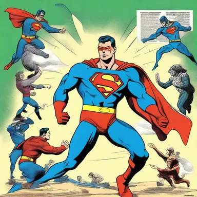 With a swift motion, the superhero whiffed his hand, sending villains flying in all directions.