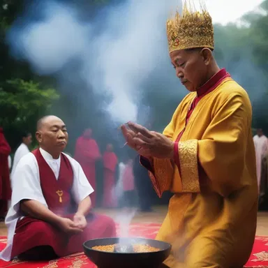 During the ceremonial ritual, the priest would whiff incense into the air, creating a sacred atmosphere.