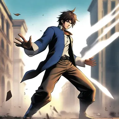 The protagonist possesses the ability to whiff his enemies away with a burst of wind from his palms.