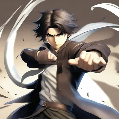 The protagonist possesses the ability to whiff his enemies away with a burst of wind from his palms.