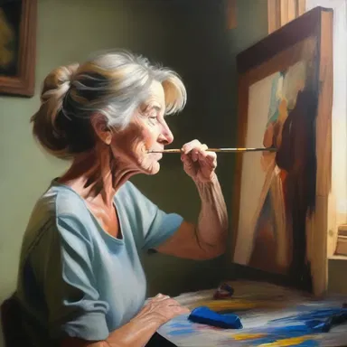 The artist took a deep breath to whiff the smell of the oil paint as she worked on her masterpiece.