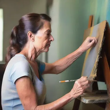 The artist took a deep breath to whiff the smell of the oil paint as she worked on her masterpiece.