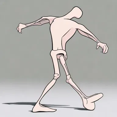 In the cartoon, the character's distal limb was animated to stretch and reach far distances.