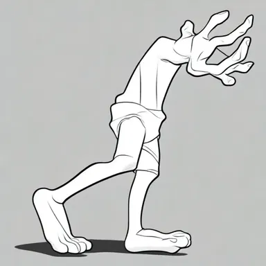 In the cartoon, the character's distal limb was animated to stretch and reach far distances.