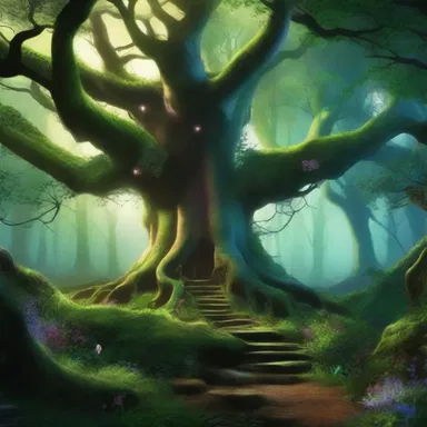 The enchanted forest is located in the distal realm, far away from the human world.