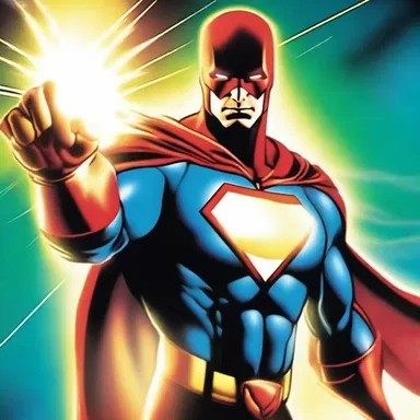 The superhero's superpower allows him to shoot energy beams from his distal fingertips.
