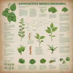 A poster illustrating the fundamental process of genetic engineering in agriculture. Combine images of DNA helix, plants, and farming tools with text, graphs, and diagrams to display its benefits.