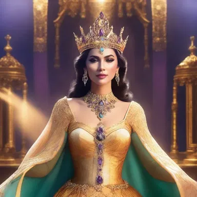 The radiant queen cast a spell that illuminated the entire kingdom.