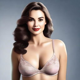 A high-quality digital art image that portrays a woman tastefully attired in a bra