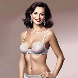 A high-quality digital art image that portrays a woman tastefully attired in a bra