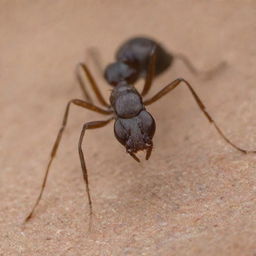 A detailed close-up of an ant. The ant is hard at work, showcasing its physical characteristics such as its segmented body, its six slender legs, and its antennas