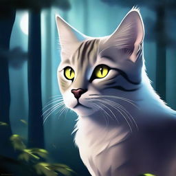 A high-quality digital art image of a warrior cat