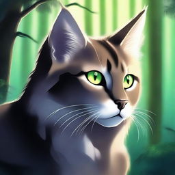 A high-quality digital art image of a warrior cat