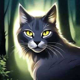 A high-quality digital art image of a warrior cat