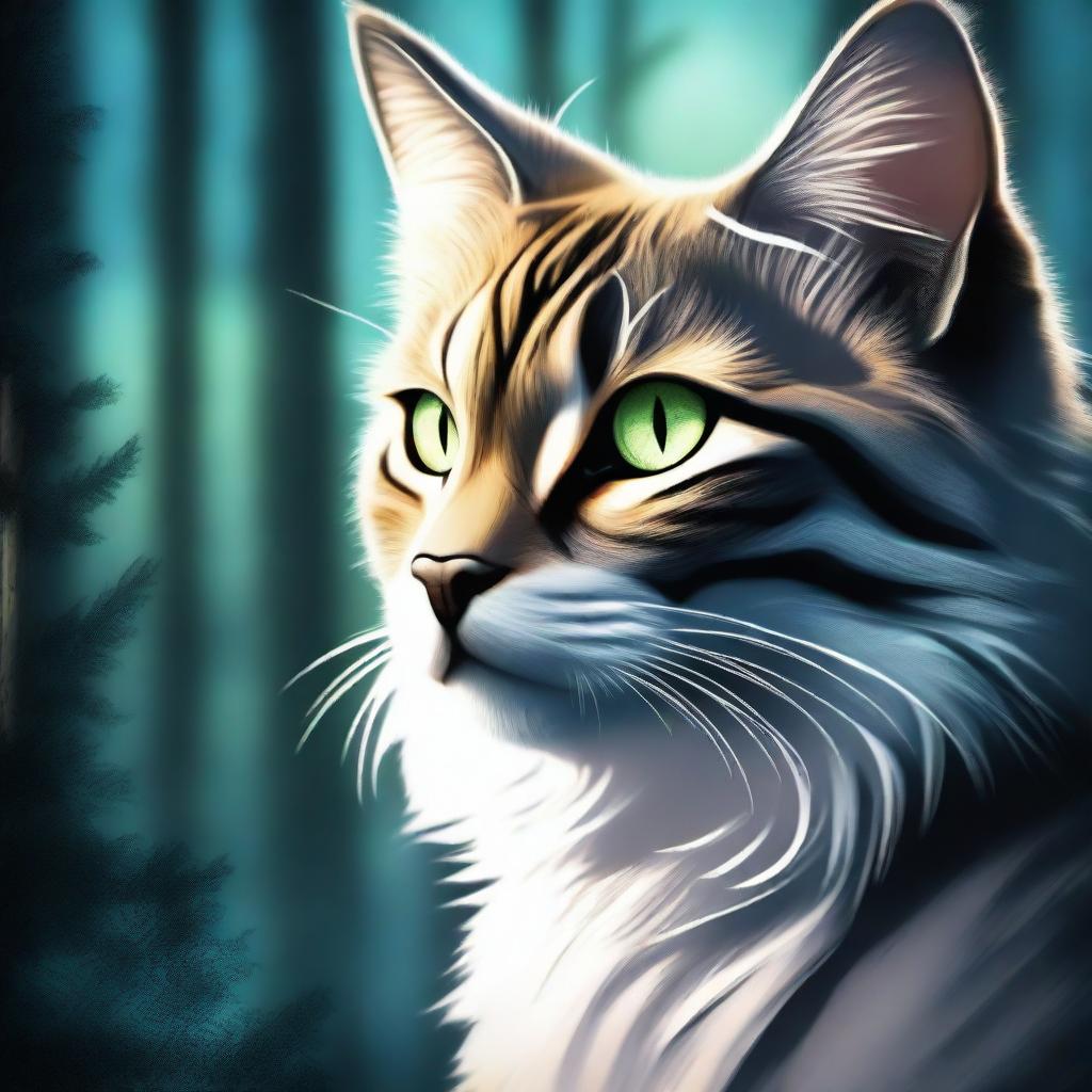 A high-quality digital art image of a warrior cat