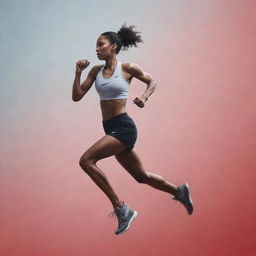 Poster for Nike featuring their iconic logo and an inspirational, fitness-oriented slogan. The backdrop is a dynamic scene capturing the essence of athletic excellence.