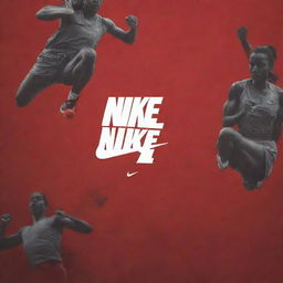 Poster for Nike featuring their iconic logo and an inspirational, fitness-oriented slogan. The backdrop is a dynamic scene capturing the essence of athletic excellence.