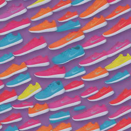 Bright and fun Nike shoe poster tailored for children. Filled with vibrant colours, an entertaining slogan, and comprehensive product descriptions presenting the shoes' advantages, comfort, and style.