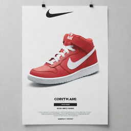 Kid-oriented Nike shoe poster. It includes an engaging slogan and a brief, fun description of the product's features, illustrating the shoe in a child-friendly, playful style.