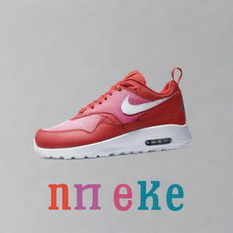 Kid-oriented Nike shoe poster. It includes an engaging slogan and a brief, fun description of the product's features, illustrating the shoe in a child-friendly, playful style.