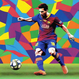 A high-quality digital art image depicting Lionel Messi, the renowned football player, intricately designed on the surface of a sports shoe