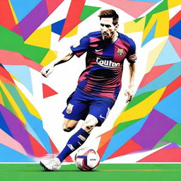 A high-quality digital art image depicting Lionel Messi, the renowned football player, intricately designed on the surface of a sports shoe