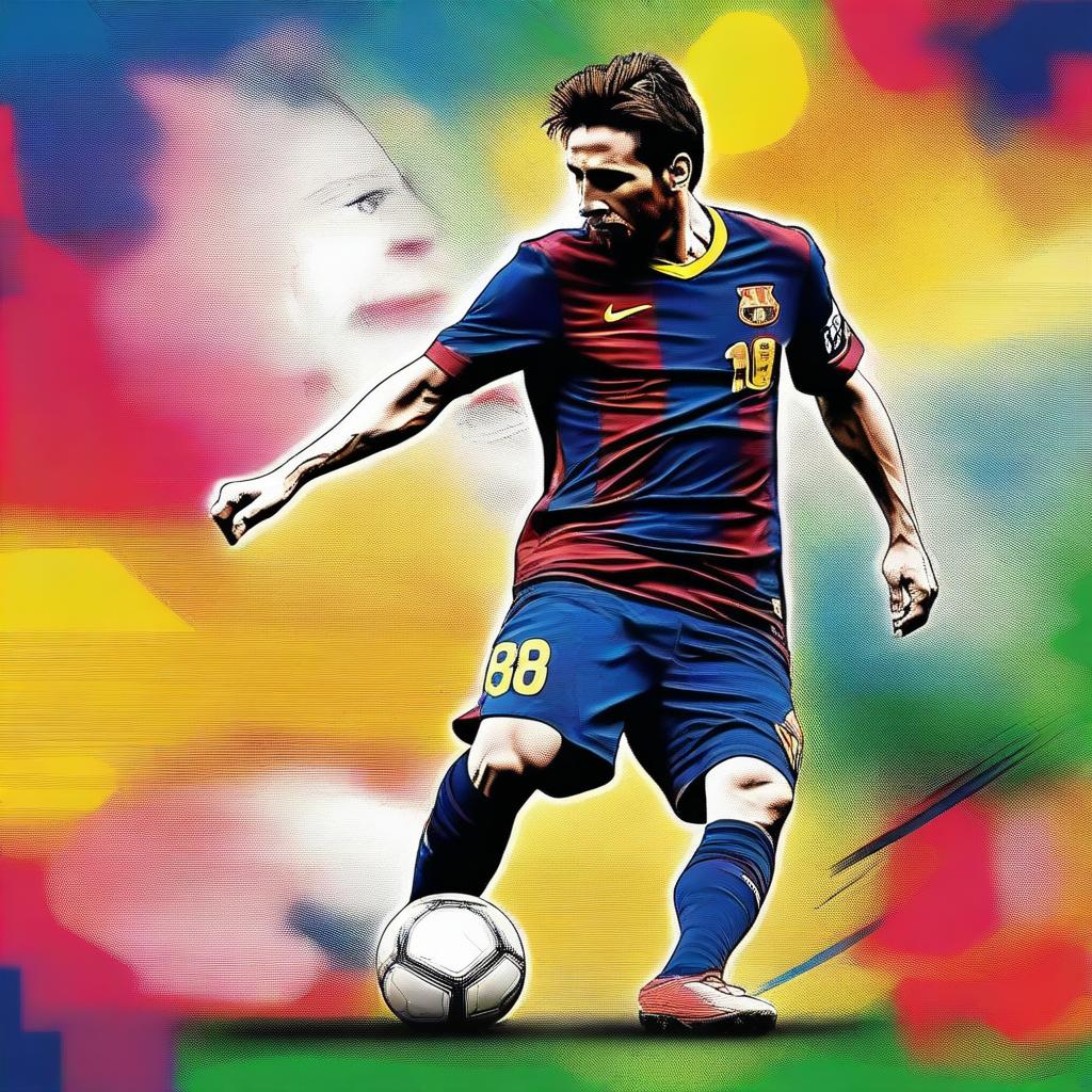 A high-quality digital art image depicting the soccer player Messi drawn on a shoe