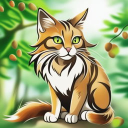 This is a revised digital art image of a cat with an acorn-colored coat