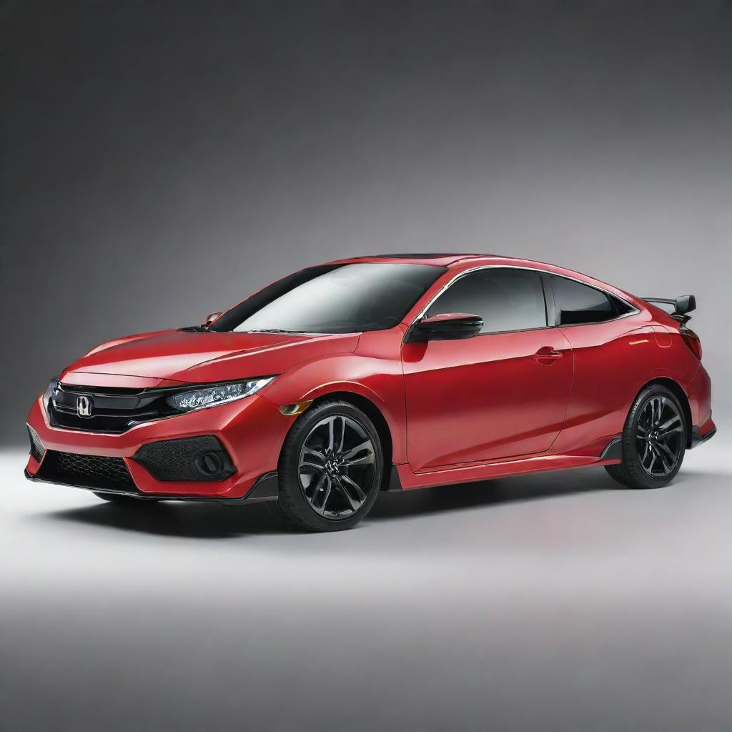 An AI-rendered image of a Honda Civic Reborn with an aggressive aesthetic, featuring bold lines and dynamic shadows.