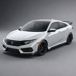 An AI-rendered image of a Honda Civic Reborn with an aggressive aesthetic, featuring bold lines and dynamic shadows.