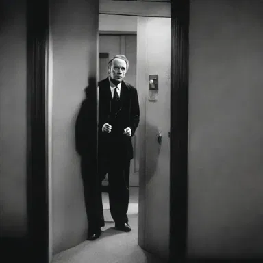In the suspenseful scene, the screaky noise of the door slowly opening added to the tension in the movie.