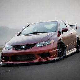 An AI-created image of a fierce and fierce-looking Honda Civic FD2, featuring sharply defined lines and potent aerodynamics.